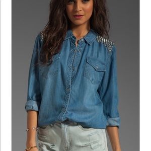 Rails Rylan Studded Denim Shirt in Vintage Wash.